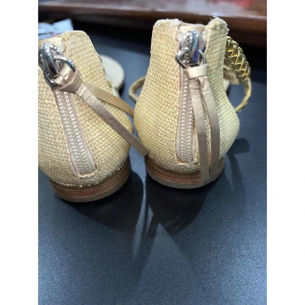 Jack Rogers Womens Sandal Jenna Gold Neutral Flat Size 9 Braided Thong Preppy